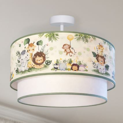 Brilagi-LED Plafonieră aplicată pentru copii BOBO, 1xE27/60W/230V, Ø 40 cm, crem/verde/junglă