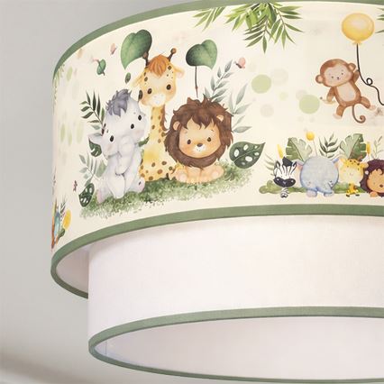 Brilagi-LED Plafonieră aplicată pentru copii BOBO, 1xE27/60W/230V, Ø 40 cm, crem/verde/junglă