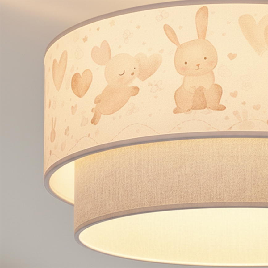Brilagi - Plafonieră LED aplicată pentru copii BOBO, 1xE27/60W/230V, Ø 40 cm, crem/gri/cu iepurași