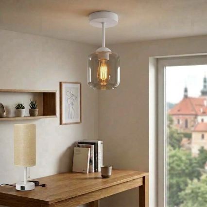 BRILAGI - LED lustră aplicată RETRO GLASS 1xE27/60W/230V Ø 14 cm alb/gri fumuriu