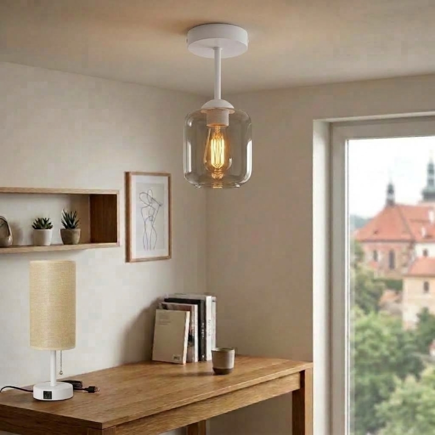 BRILAGI - LED lustră aplicată RETRO GLASS 1xE27/60W/230V Ø 14 cm alb/gri fumuriu