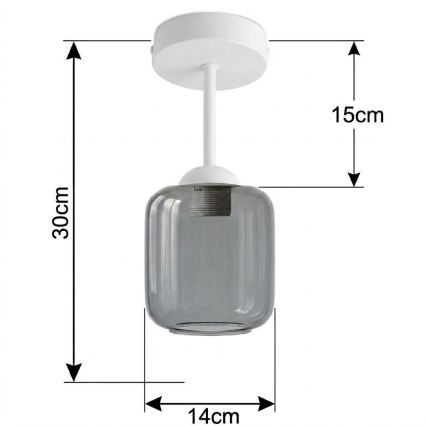 BRILAGI - LED lustră aplicată RETRO GLASS 1xE27/60W/230V Ø 14 cm alb/gri fumuriu