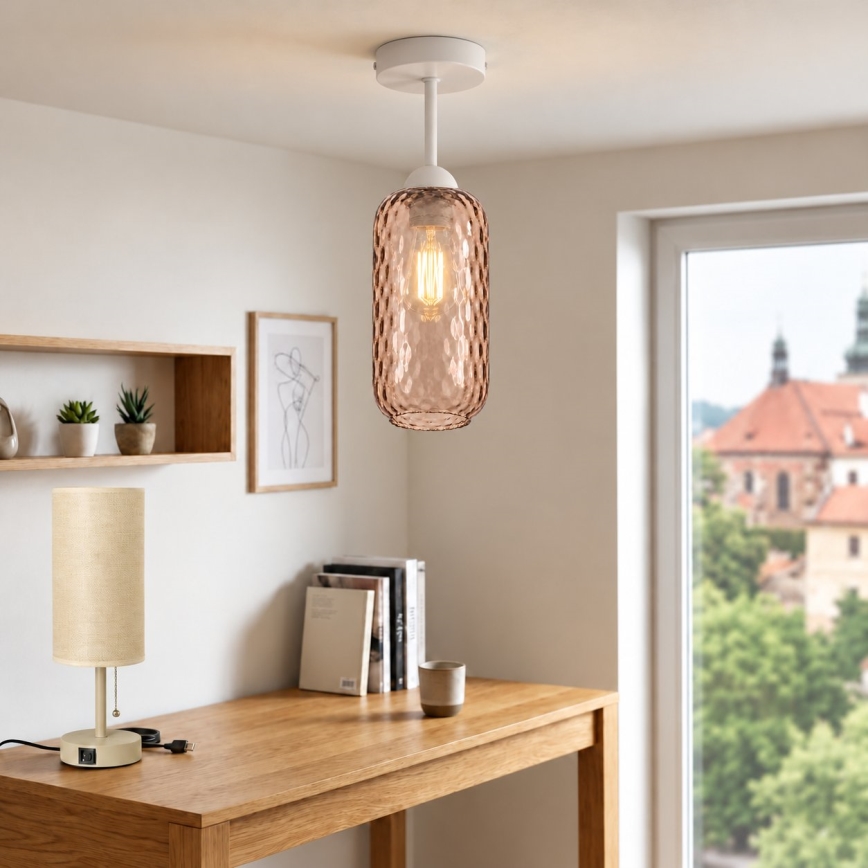 BRILAGI - Lustră LED aplicată RETRO GLASS 1xE27/60W/230V Ø 14 cm alb/maro fumuriu