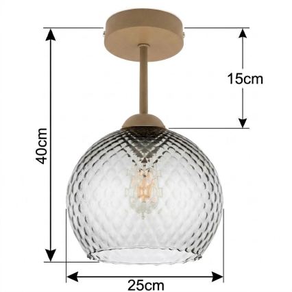 BRILAGI - LED Lustră aplicată RETRO GLASS 1xE27/60W/230V Ø 25 cm bej/gri fumuriu