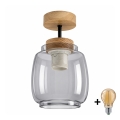 BRILAGI - LED Plafonieră aplicată RETRO GLASS 1xE27/60W/230V Ø 26 cm stejar/gri fumuriu