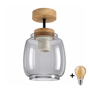 BRILAGI - LED Plafonieră aplicată RETRO GLASS 1xE27/60W/230V Ø 26 cm stejar/gri fumuriu