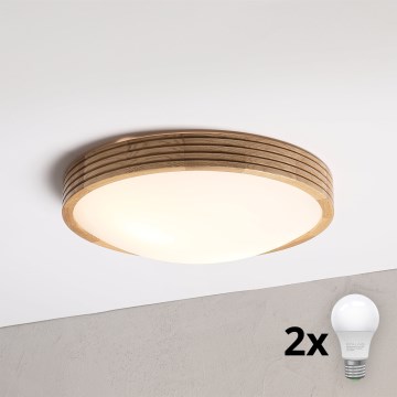 Brilagi - LED plafonieră CARVALHO MODERN SLIM 2xE27/60W/230V diam. 37,5 cm stejar