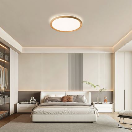 Plafonieră LED dimabilă Brilagi RIVO, LED/72W/230V, 3000-6000K, decor lemn, Ø 50 cm, cu telecomandă