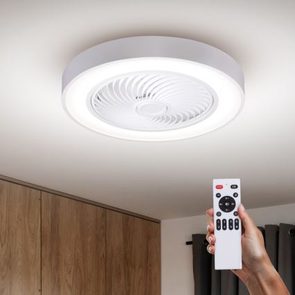 Brilagi - Plafonieră LED dimabilă cu ventilator, LED 30W, 230V, 3000–6500K, Ø 50 cm, albă + telecomandă