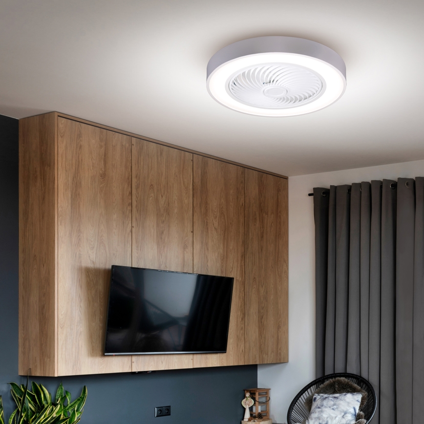 Brilagi - Plafonieră LED dimabilă cu ventilator, LED 30W, 230V, 3000–6500K, Ø 50 cm, albă + telecomandă