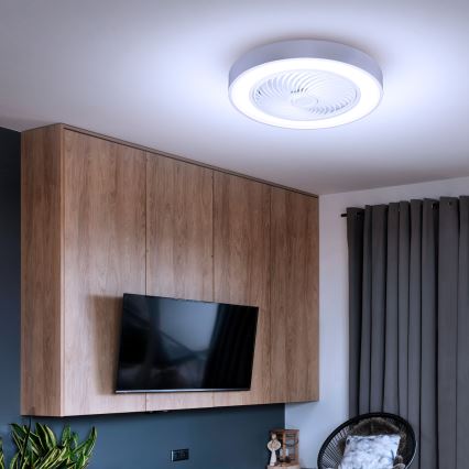 Brilagi - Plafonieră LED dimabilă cu ventilator, LED 30W, 230V, 3000–6500K, Ø 50 cm, albă + telecomandă