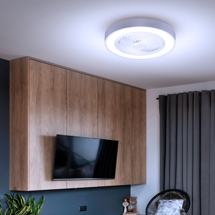 Brilagi - Plafonieră LED dimabilă cu ventilator, LED 30W, 230V, 3000–6500K, Ø 50 cm, albă + telecomandă