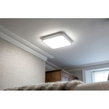 BRILAGI - Plafonieră LED pentru baie cu senzor ZENNA, 24 W, 230 V, 34,5 x 34,5 cm, IP44, albă + telecomandă