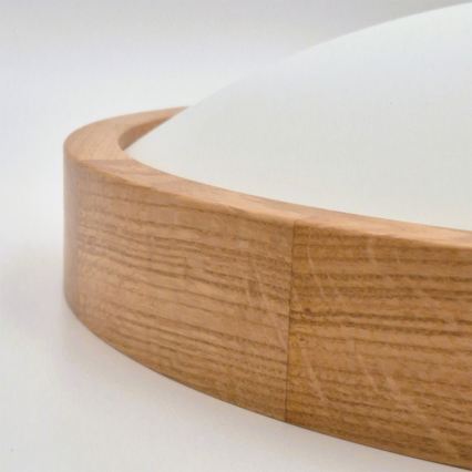 Brilagi - Plafonieră LED RGBW CARVALHO SLIM, reglabilă, 2xE27, 9W, 230V, 2700–6500K, Wi‑Fi, stejar, Ø37 cm