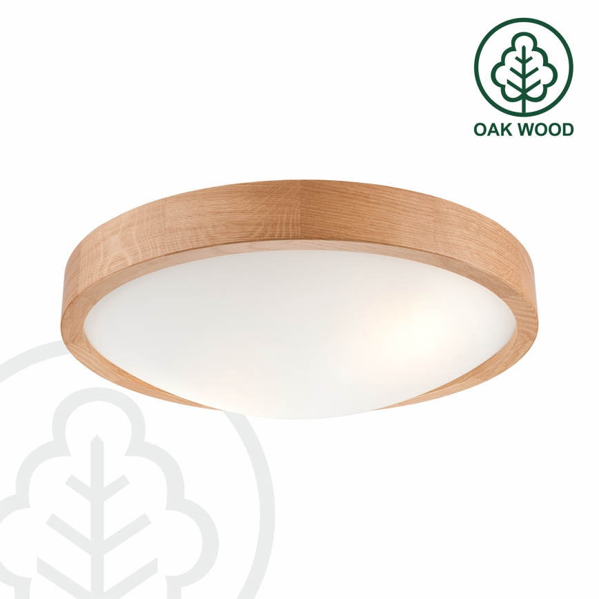 Brilagi - Plafonieră LED RGBW CARVALHO SLIM, reglabilă, 2xE27, 9W, 230V, 2700–6500K, Wi‑Fi, stejar, Ø37 cm