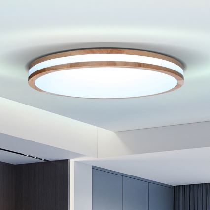 Brilagi - Lampă de tavan LED reglabilă MOLINA LED/72W/230V 3000-6500K stejar Ø 78 cm + telecomandă
