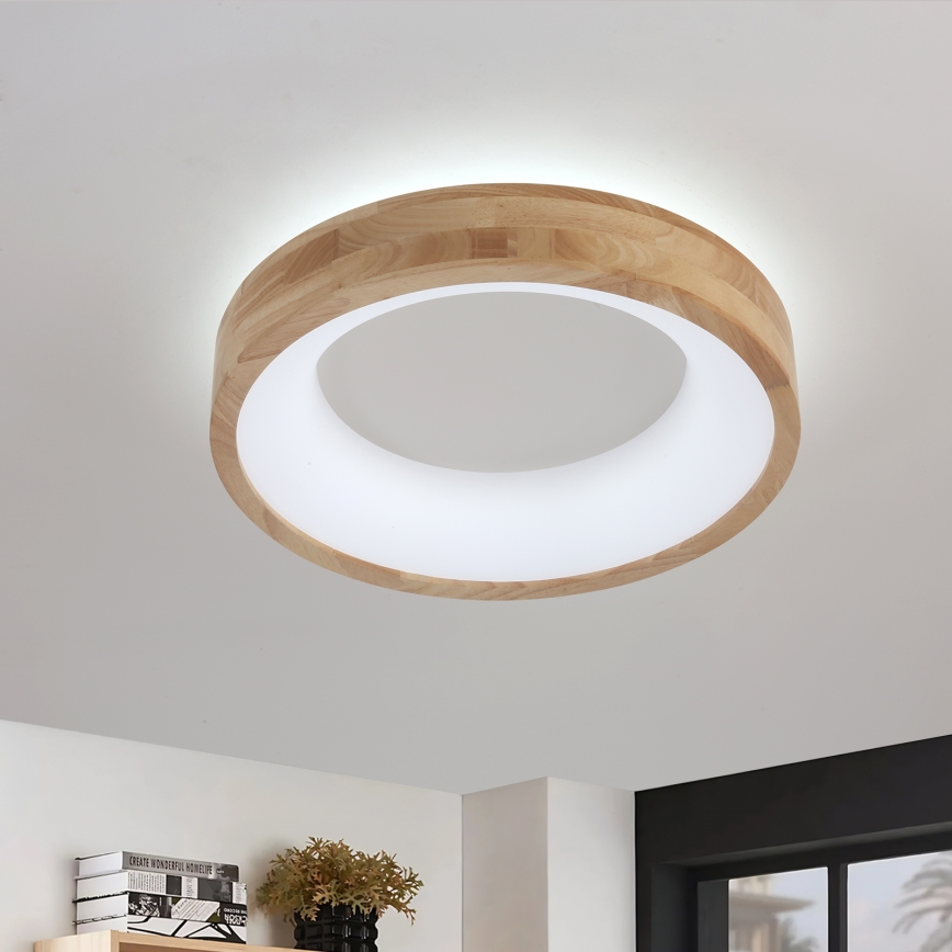 Brilagi - Plafonieră LED FALCON WOOD, 30 W, 230 V, 3000/4000/6000 K, Ø 45 cm, finisaj lemn