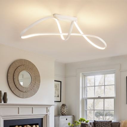 Brilagi - Plafonieră LED dimabilă TWISTER, 60W, 230V, 3000–6000K, albă, cu telecomandă