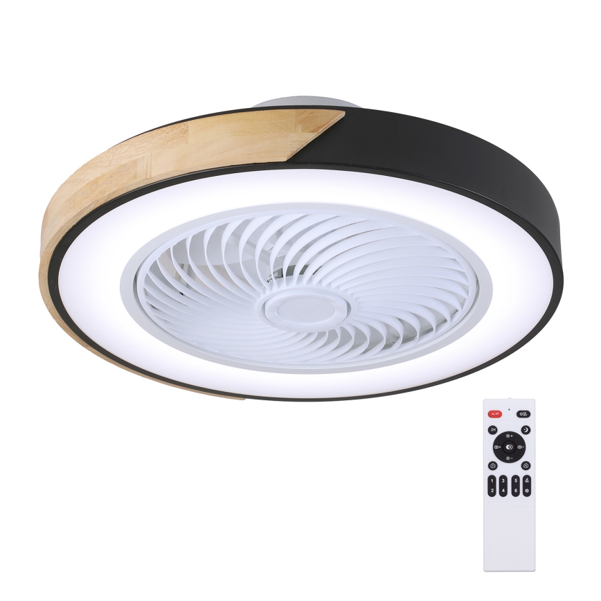 Brilagi - Plafonieră LED dimabilă cu ventilator LED/30W/230V 3000-6500K Ø 50 cm negru/stejar + telecomandă