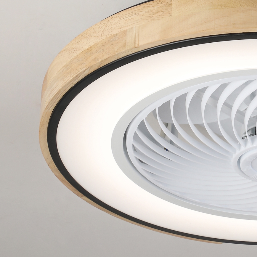 Brilagi - Plafonieră LED dimabilă cu ventilator LED/30W/230V 3000-6500K Ø 50 cm negru/stejar + telecomandă