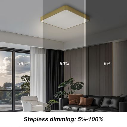 BRILAGI - Plafonieră LED reglabilă POOL SQUARE LED/48W/230V 3000-6000K 50x50 cm aurie + telecomandă