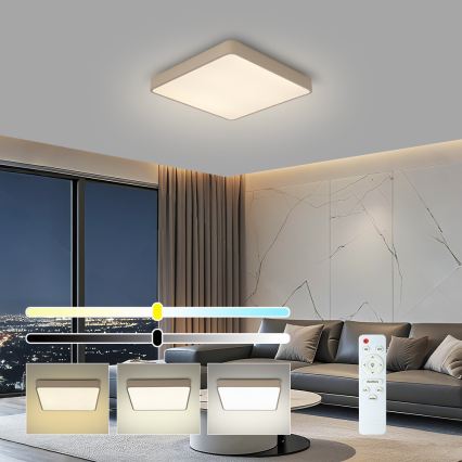 Brilagi - Plafonier LED dimabil POOL SQUARE LED/48W/230V 3000-6000K 50x50 cm bej + telecomandă