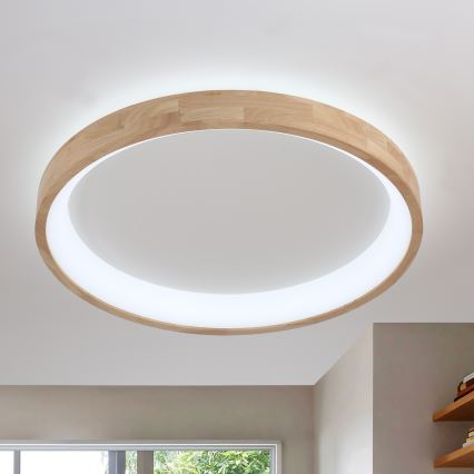 Brilagi - Plafonieră LED FALCON WOOD, 60W, 230V, 3000/4000/6000K, Ø 80 cm, lemn