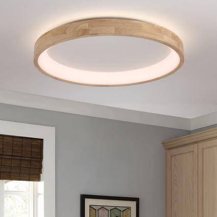 Brilagi - Plafonieră LED FALCON WOOD, 60W, 230V, 3000/4000/6000K, Ø 80 cm, lemn