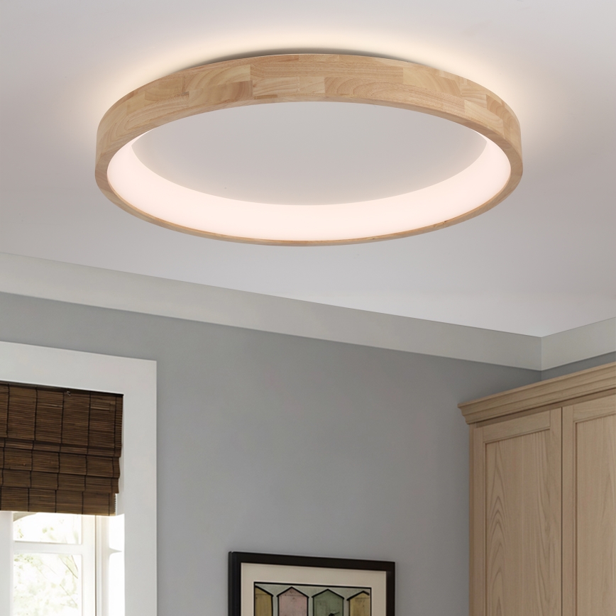 Brilagi - Plafonieră LED FALCON WOOD, 60W, 230V, 3000/4000/6000K, Ø 80 cm, lemn