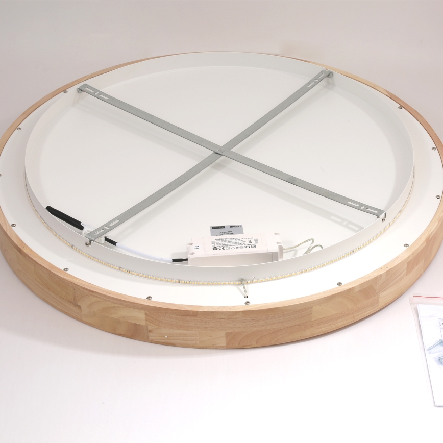 Brilagi - Plafonieră LED FALCON WOOD, 60W, 230V, 3000/4000/6000K, Ø 80 cm, lemn