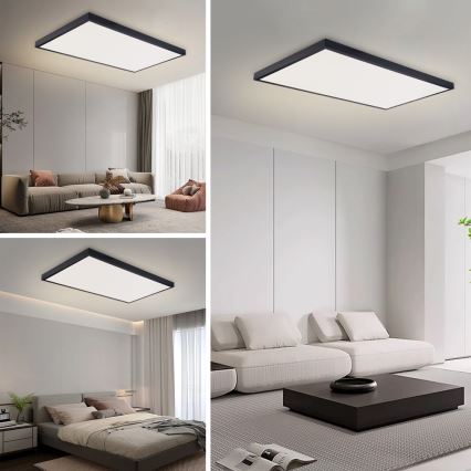 Brilagi Plafonieră LED pentru baie FRAME, 96 W, 230 V, 120 x 60 cm, 3000/4000/6000 K, IP44, negru