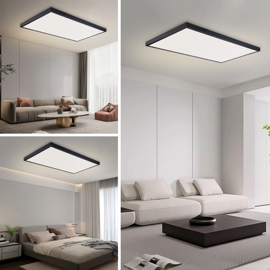 Brilagi Plafonieră LED pentru baie FRAME, 96 W, 230 V, 120 x 60 cm, 3000/4000/6000 K, IP44, negru