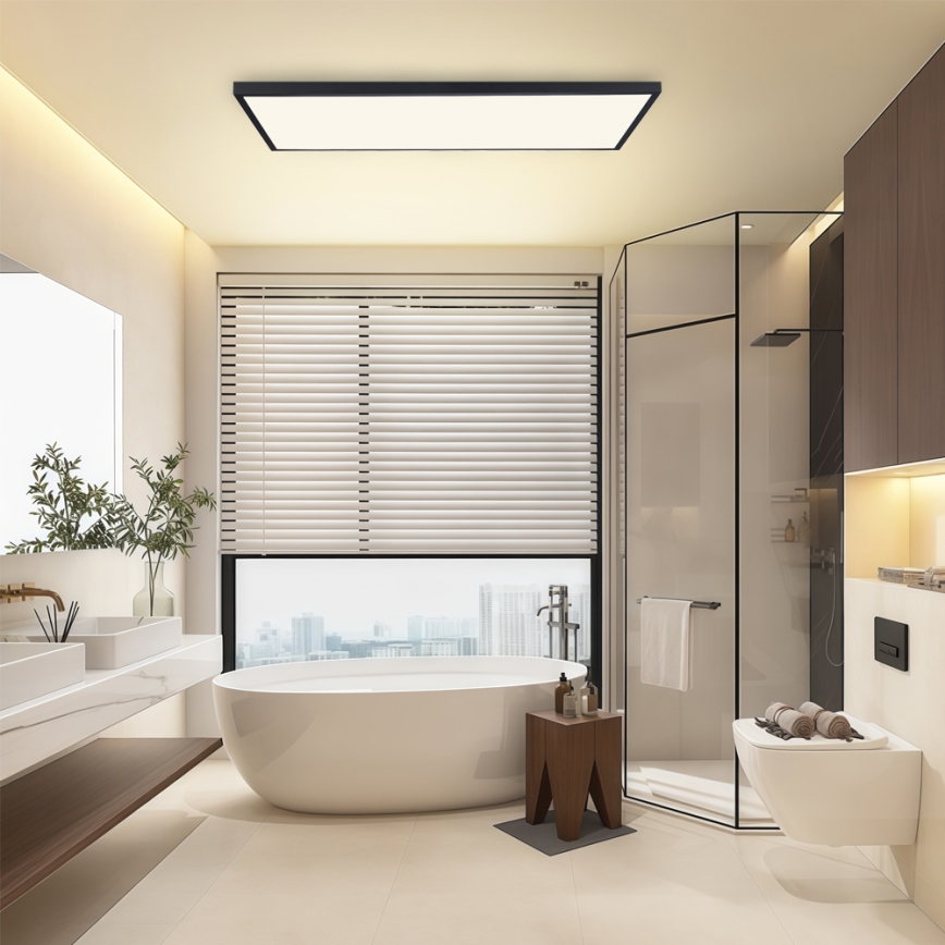 Brilagi Plafonieră LED pentru baie FRAME, 96 W, 230 V, 120 x 60 cm, 3000/4000/6000 K, IP44, negru