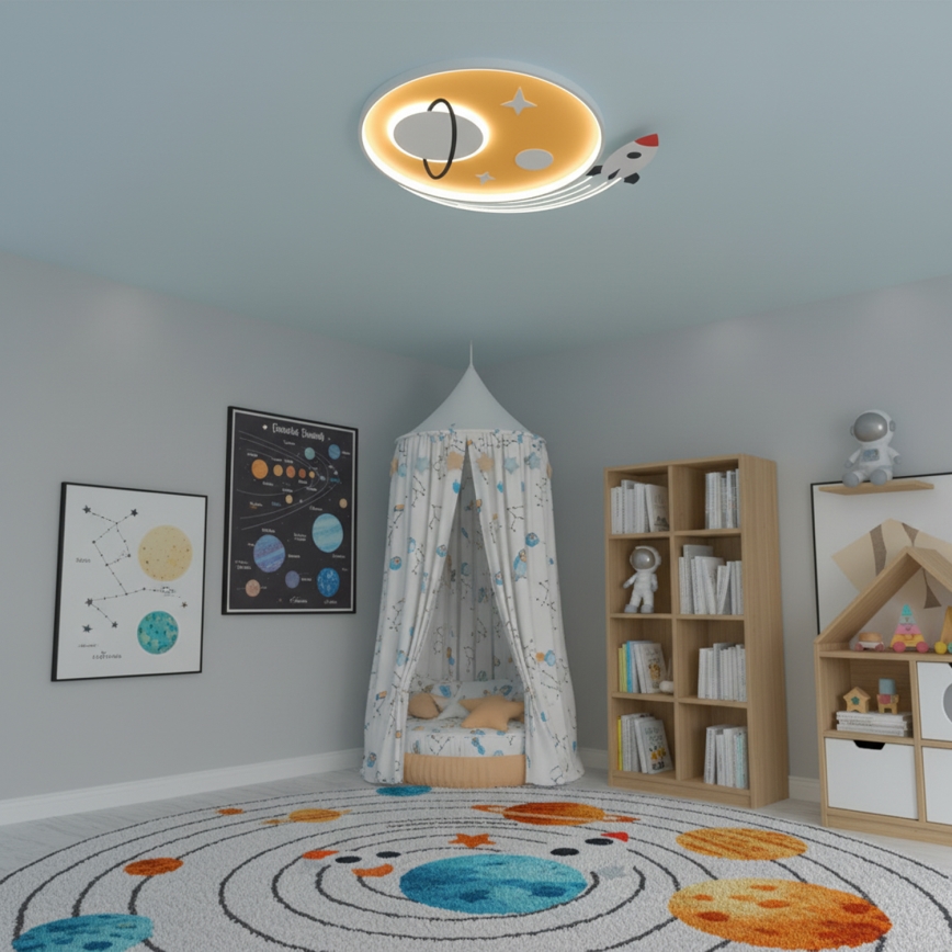 Brilagi -LED Plafonieră LED pentru copii STARSHIP LED/64W/230V 3000/4500K galbenă