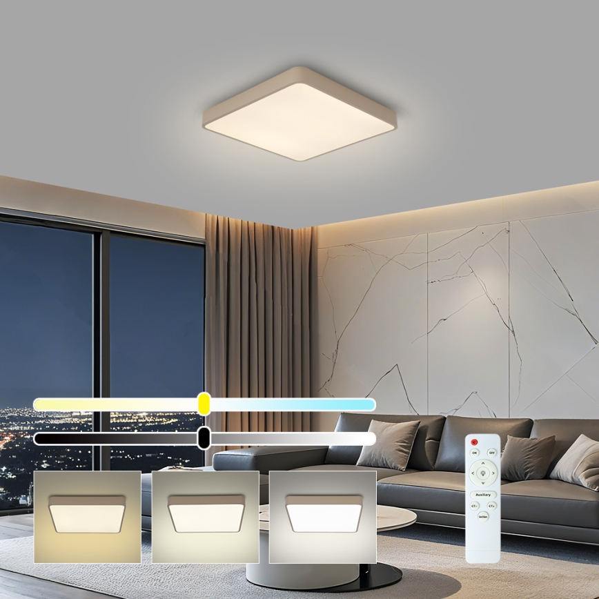 Brilagi - Plafonieră LED dimabilă POOL LED/36W/230V 3000-6000K 40x40 cm bej + telecomandă
