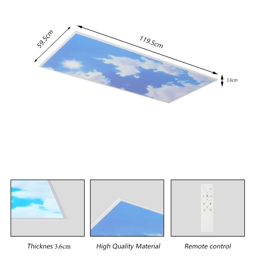 Brilagi - Plafonieră LED dimabilă SLIMFRAME SKY LED/80W/230V 120x60 cm 3000-6000K argintiu/albastru + telecomandă