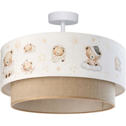Brilagi - Plafonieră LED aplicată pentru copii BOBO 1xE27/60W/230V Ø 40 cm alb/bej/cu ursuleți