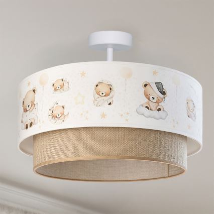 Brilagi - Plafonieră LED aplicată pentru copii BOBO 1xE27/60W/230V Ø 40 cm alb/bej/cu ursuleți