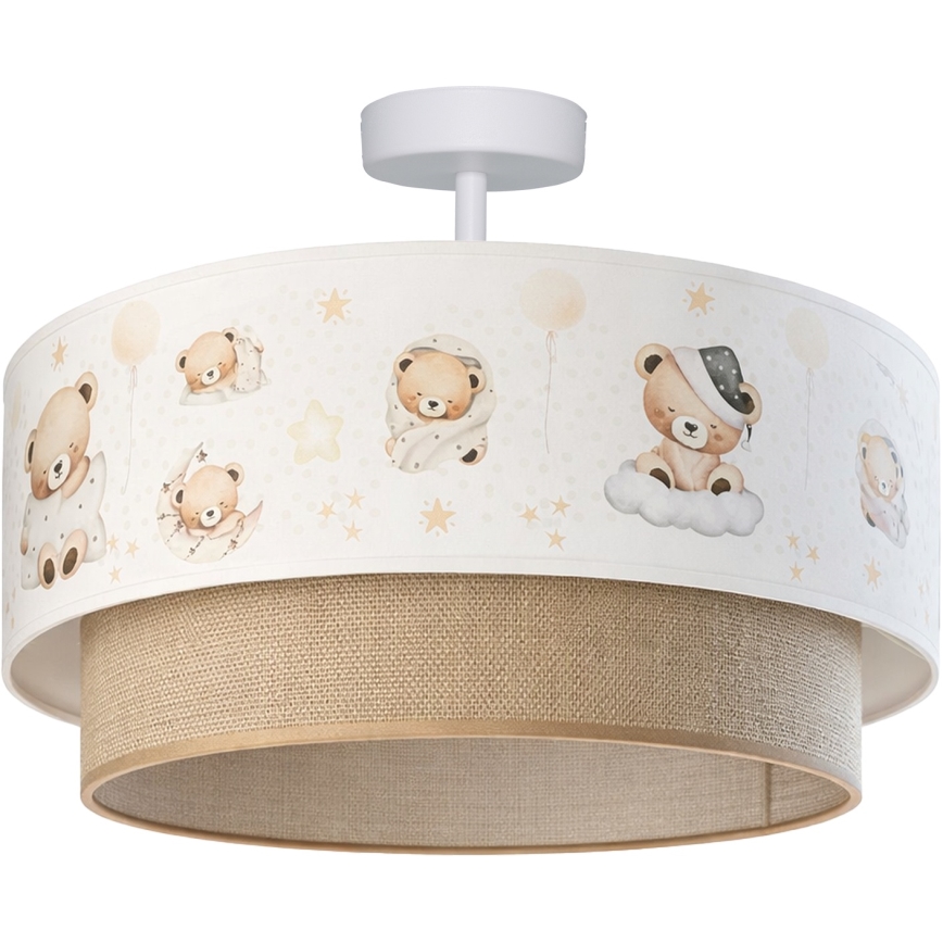 Brilagi - Lustră LED pentru copii BOBO, aplicată, 1xE27/10W/230V, Ø 40 cm, alb/bej/ursuleți