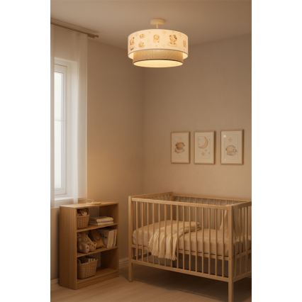 Brilagi - Lustră LED pentru copii BOBO, aplicată, 1xE27/10W/230V, Ø 40 cm, alb/bej/ursuleți