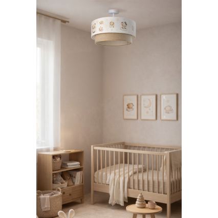 Brilagi - Lustră LED pentru copii BOBO, aplicată, 1xE27/10W/230V, Ø 40 cm, alb/bej/ursuleți