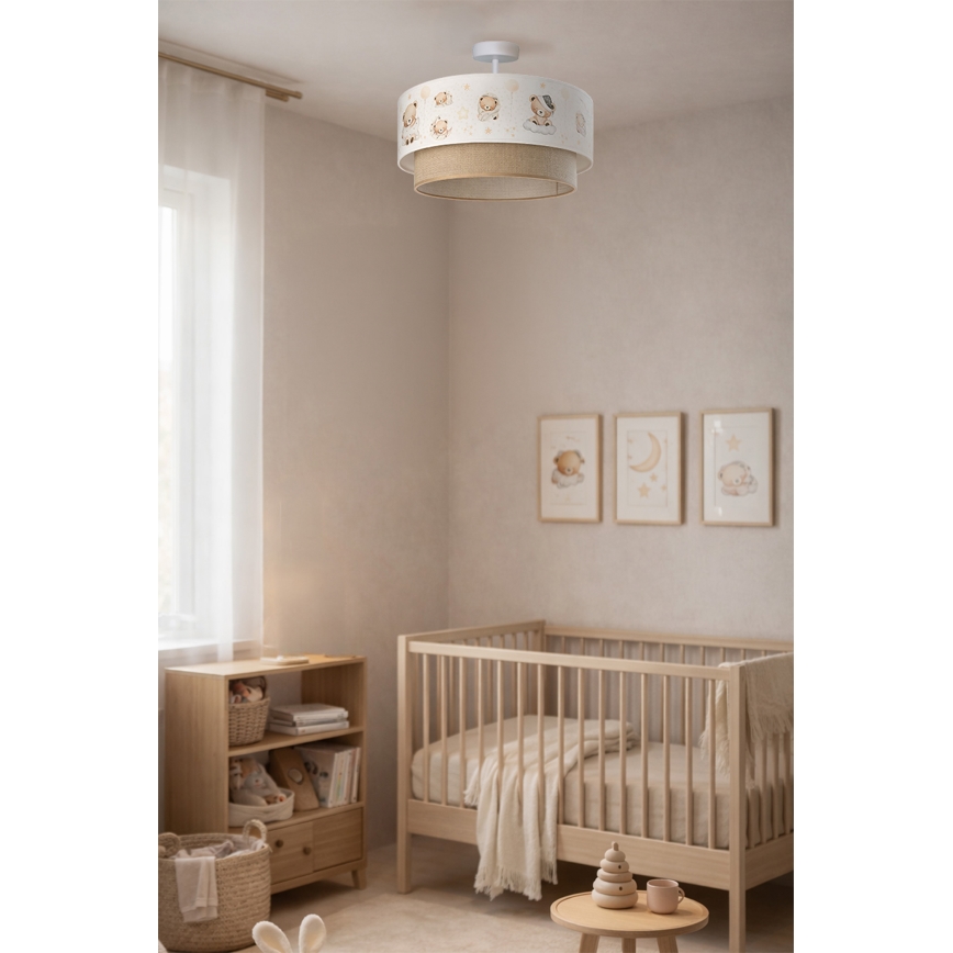 Brilagi - Lustră LED pentru copii BOBO, aplicată, 1xE27/10W/230V, Ø 40 cm, alb/bej/ursuleți