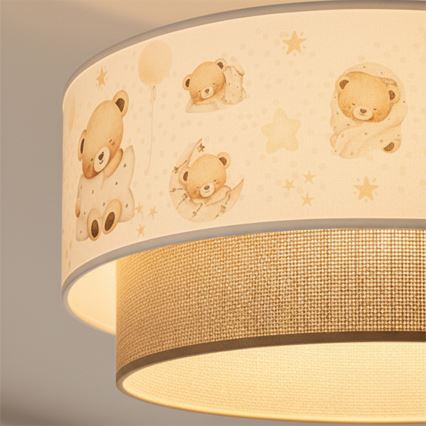 Brilagi - Lustră LED pentru copii BOBO, aplicată, 1xE27/10W/230V, Ø 40 cm, alb/bej/ursuleți