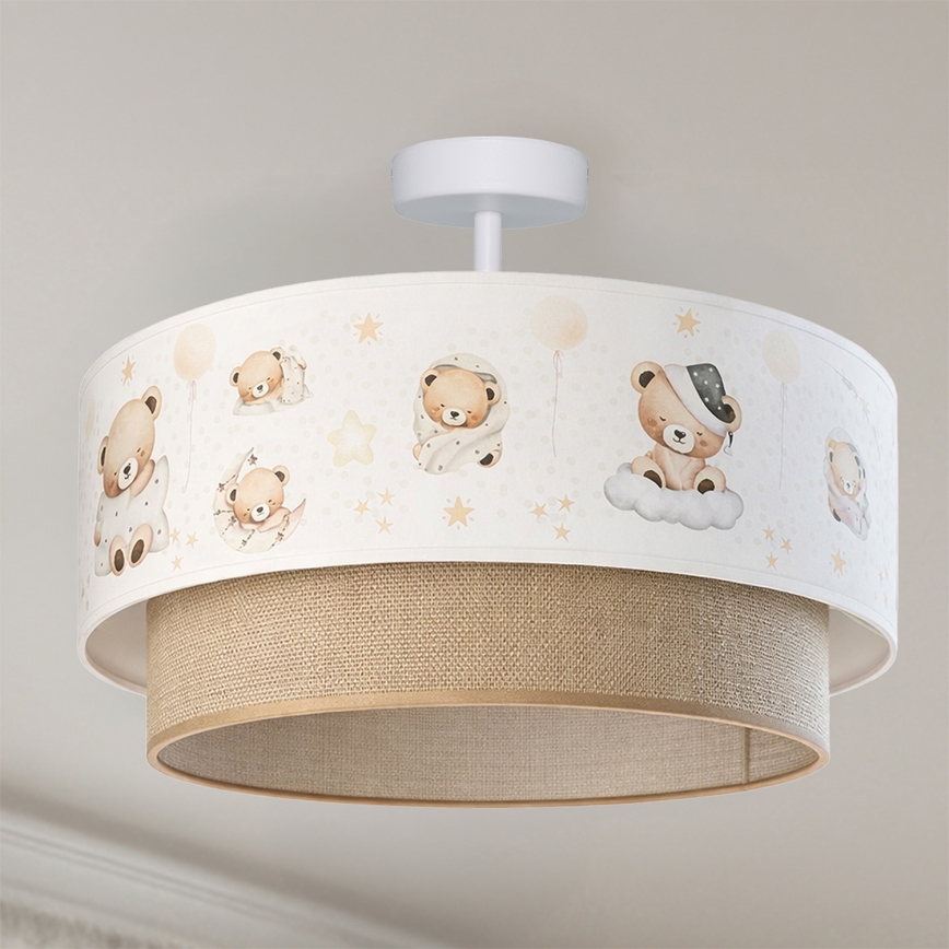 Brilagi - Lustră LED pentru copii BOBO, aplicată, 1xE27/10W/230V, Ø 40 cm, alb/bej/ursuleți