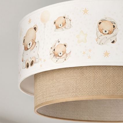 Brilagi - Lustră LED pentru copii BOBO, aplicată, 1xE27/10W/230V, Ø 40 cm, alb/bej/ursuleți
