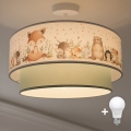 Brilagi-LED Plafonieră pentru copii BOBO 1xE27/60W/230V Ø 40 cm alb/verde/design cu animale
