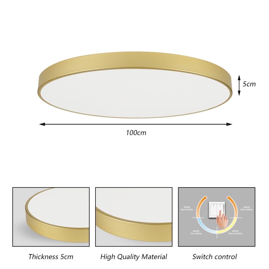 Brilagi - Plafonieră LED POOL LED/128W/230V 3000/4000/6000K diam. 100 cm, auriu