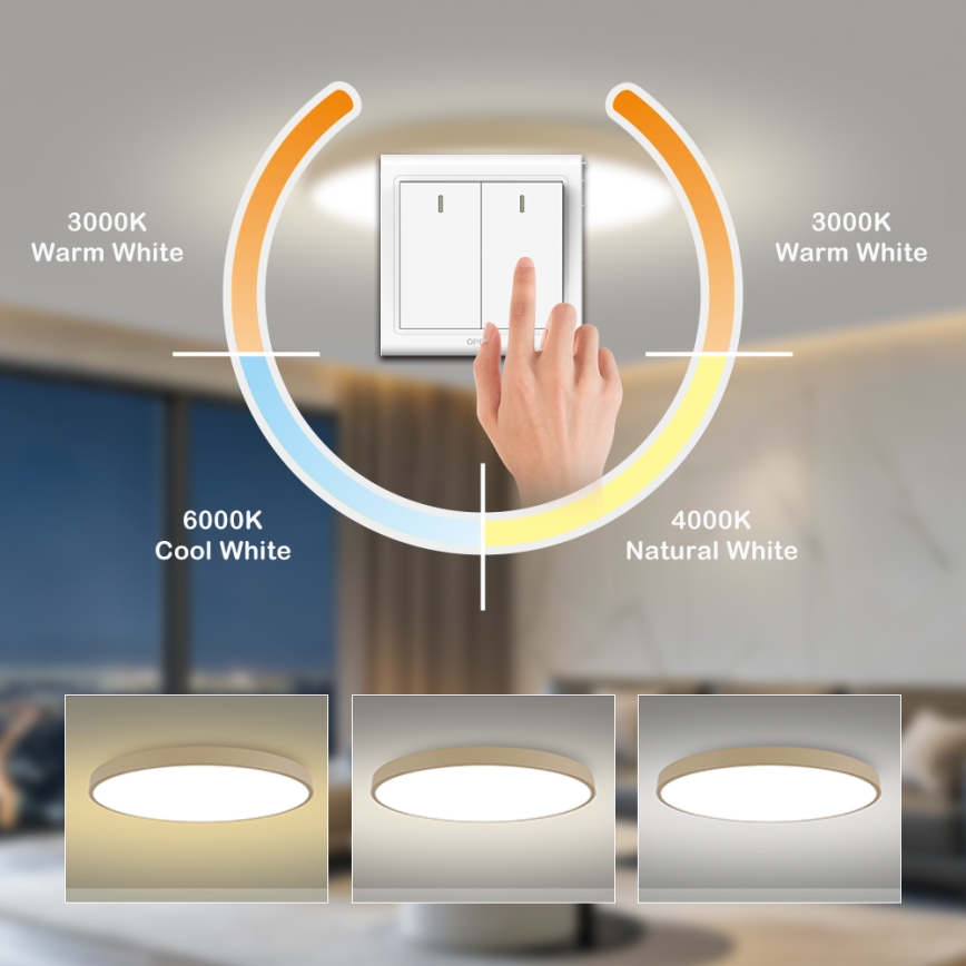 Brilagi - Plafonieră LED POOL, 128W, 230V, 3000/4500/6000K, diametru 100 cm, bej