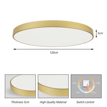 Brilagi - Plafonieră LED POOL, 180W/230V, 3000/4000/6000K, Ø 120 cm, finisaj auriu