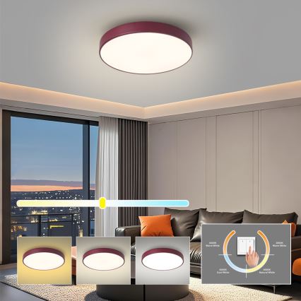 Brilagi - Plafonieră LED POOL, 48W/230V, 3000/4000/6000K, Ø 40 cm, vișiniu